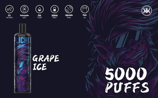 [E-COM168] KK ENERGY 5000 Puffs Grape Ice